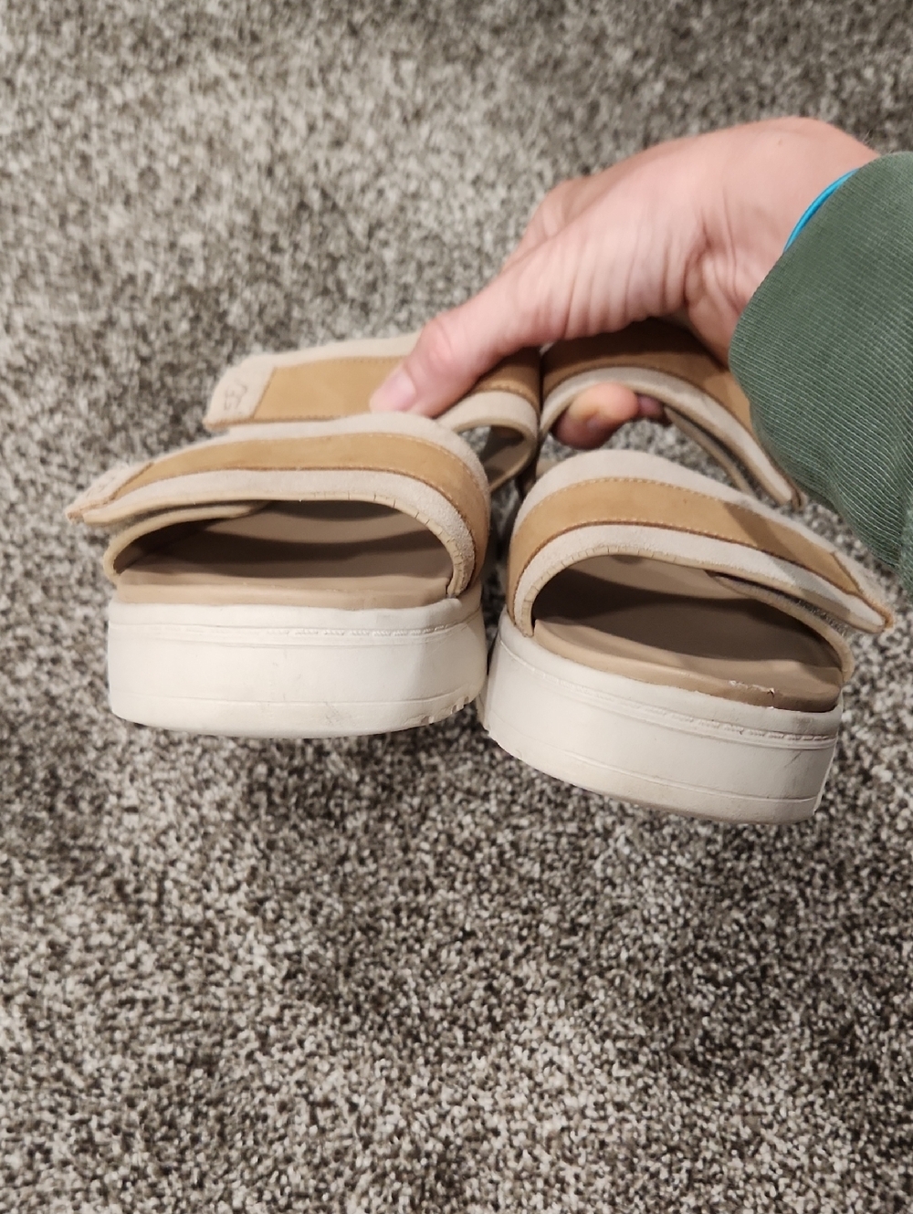 UGG Beige Suede Dual-Strap Slide Sandals - Picture 13 of 13